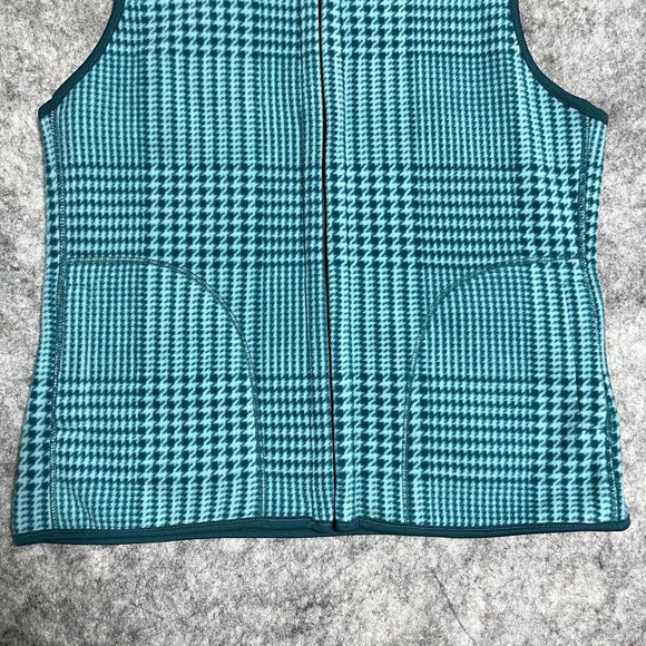 Studio Works Sport Vest Women's M Reversible Full Zip Houndstooth Plaid Blue - Picture 12 of 17